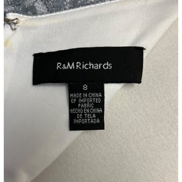 R&M Richards Womens Evening Gown Dress Size 8 Gray Lace Polyester & Spandex - Picture 8 of 13